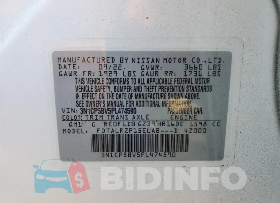 3N1CP5BV5PL474590 Photo# 13
