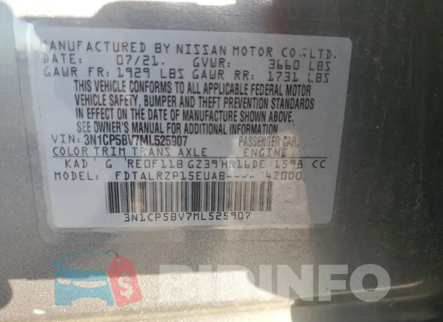 3N1CP5BV7ML525907 Photo# 12