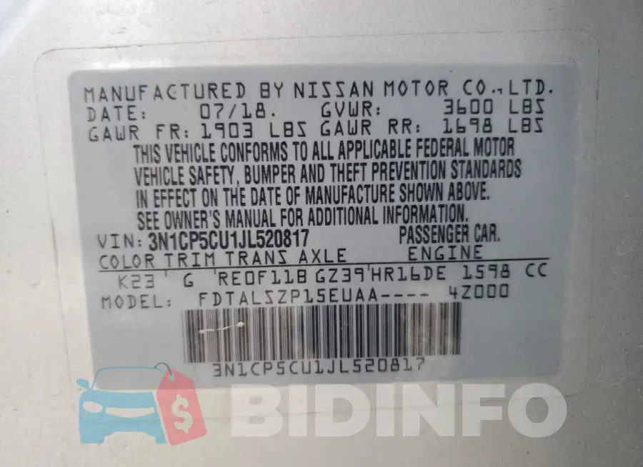 3N1CP5CU1JL520817 Photo# 13