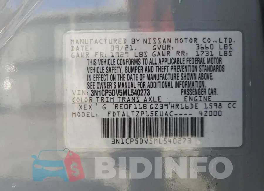 3N1CP5DV5ML540273 Photo# 14