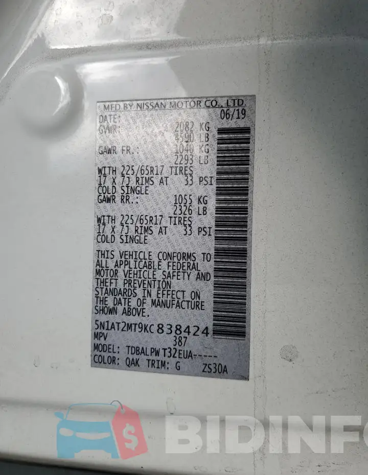 5N1AT2MT9KC838424 Photo# 14