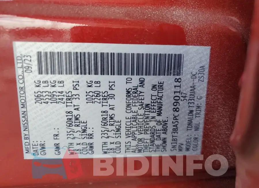 5N1BT3BA5PC890118 Photo# 13