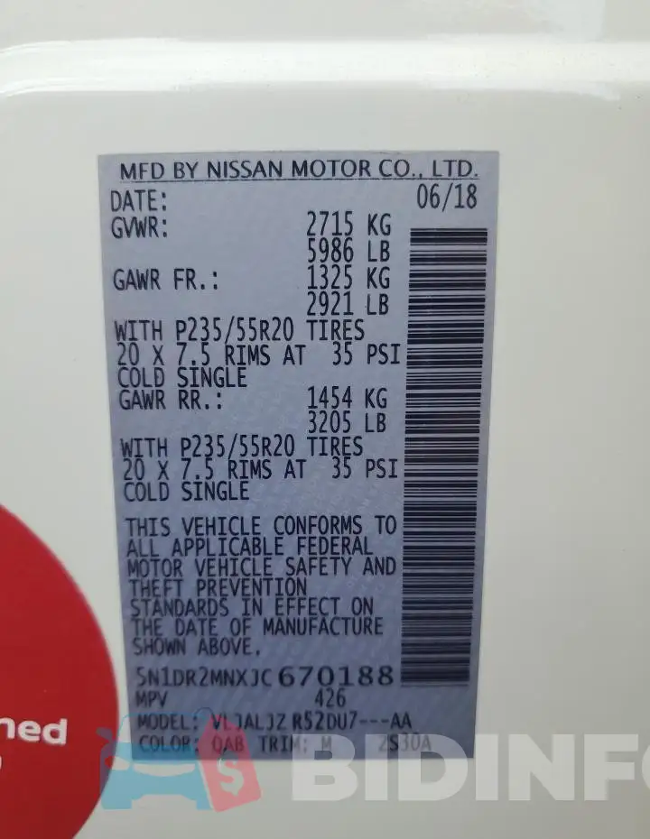 5N1DR2MNXJC670188 Photo# 13