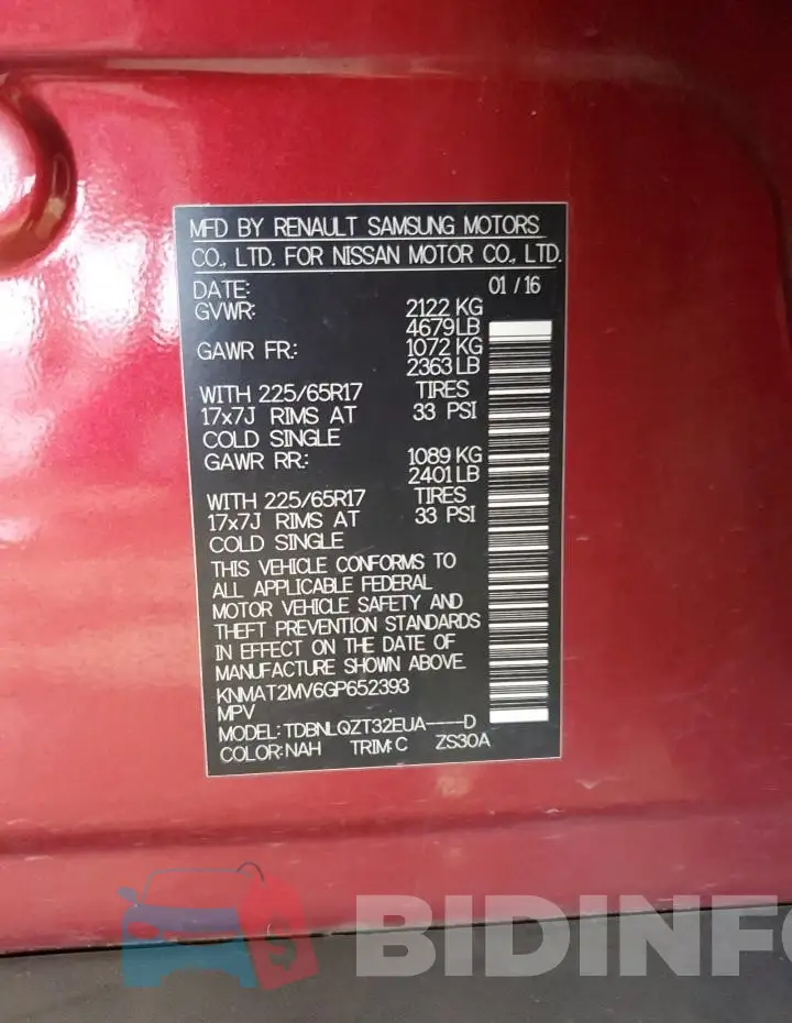 KNMAT2MV6GP652393 Photo# 13