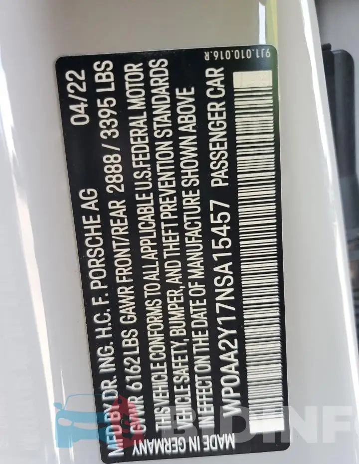 WP0AA2Y17NSA15457 Photo# 12