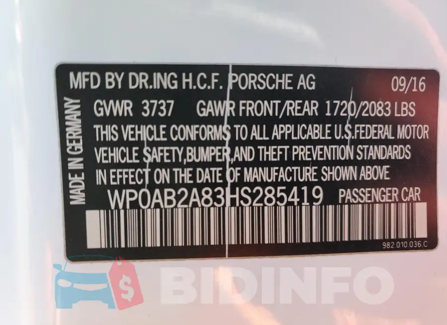 WP0AB2A83HS285419 Photo# 12