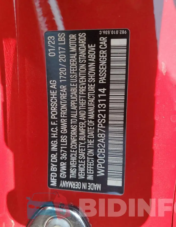 WP0CB2A87PS213114 Photo# 12