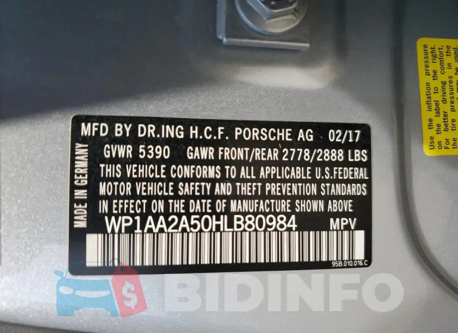 WP1AA2A50HLB80984 Photo# 13