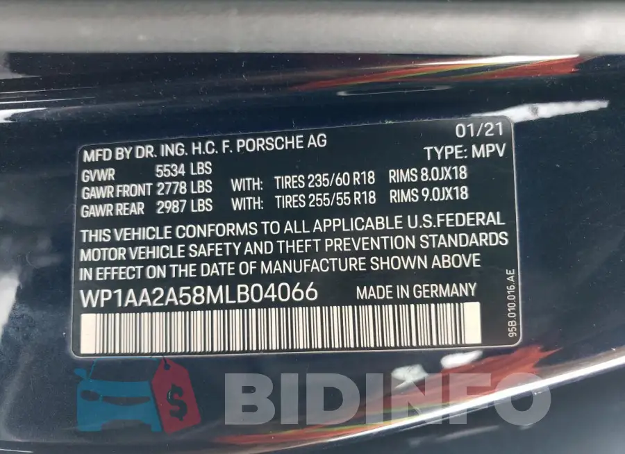 WP1AA2A58MLB04066 Photo# 13