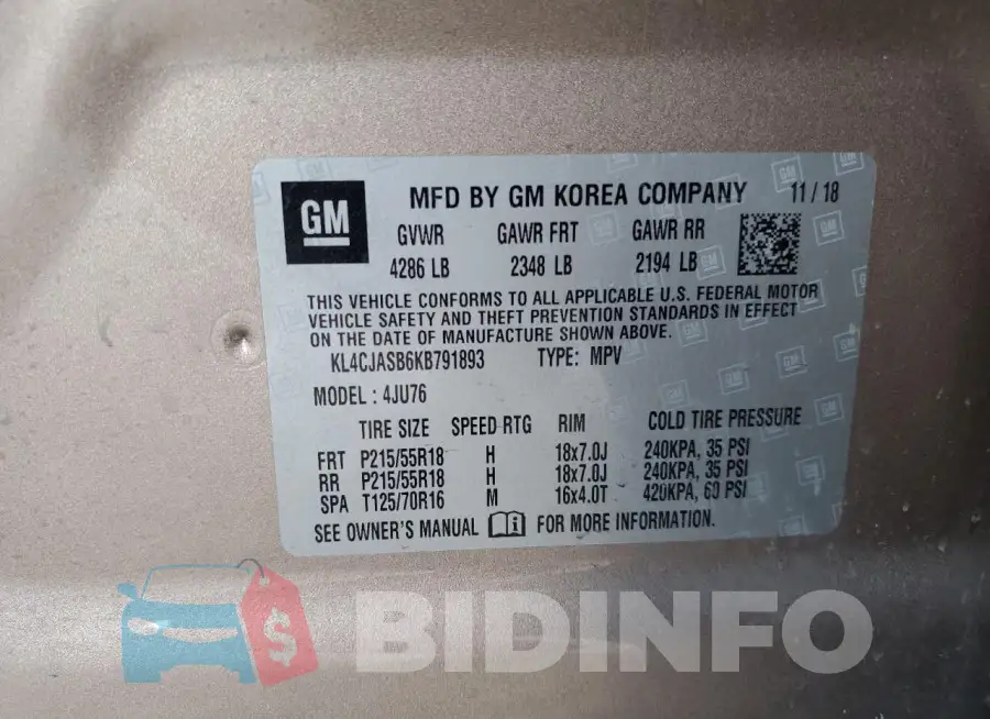 KL4CJASB6KB791893 Photo# 12