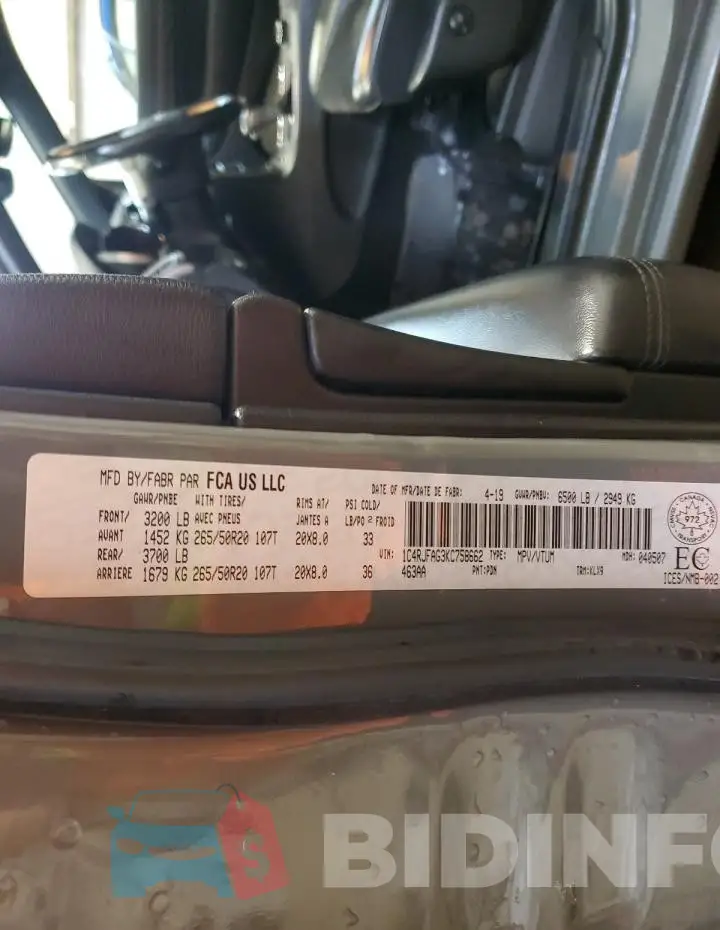 1C4RJFAG3KC758662 Photo# 13