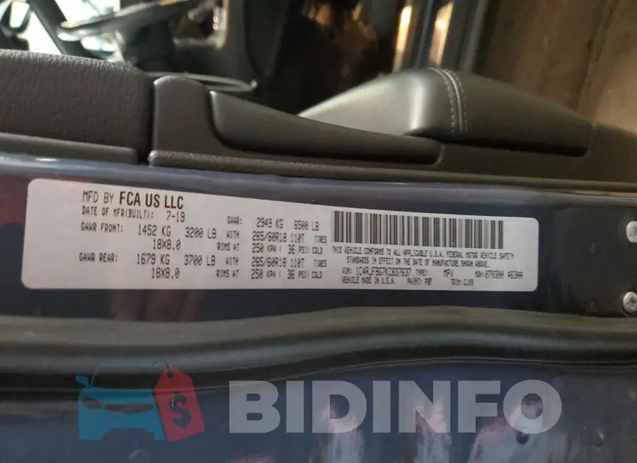 1C4RJFBG7KC837637 Photo# 13