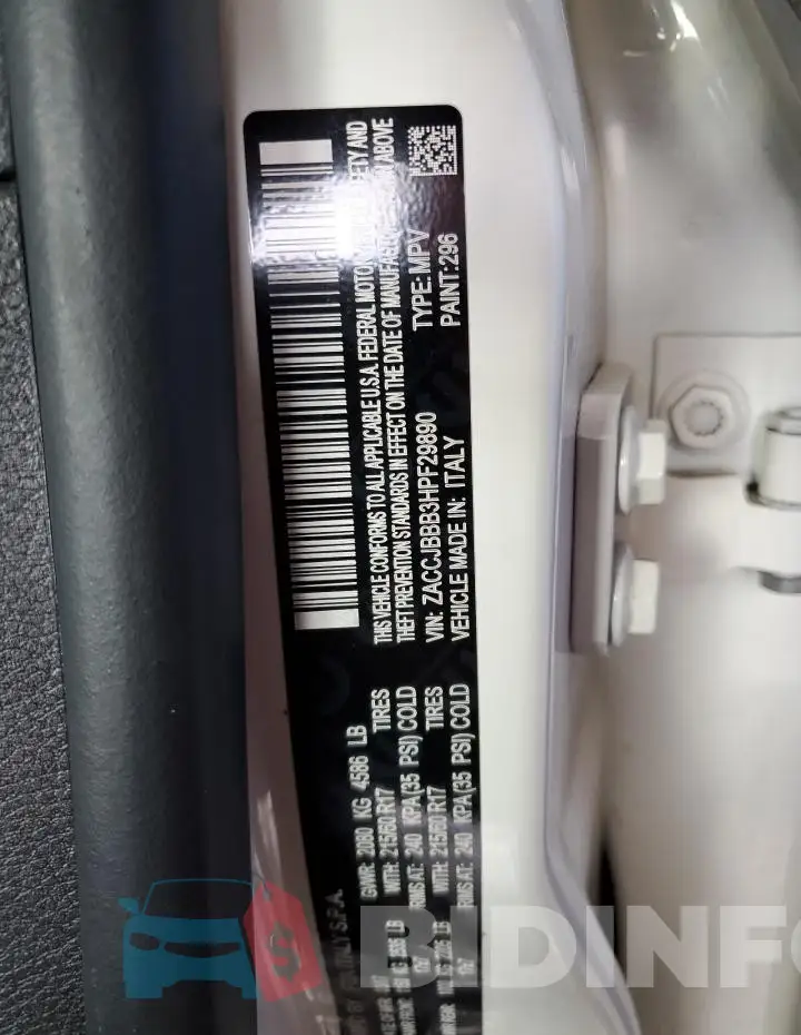 ZACCJBBB3HPF29890 Photo# 14