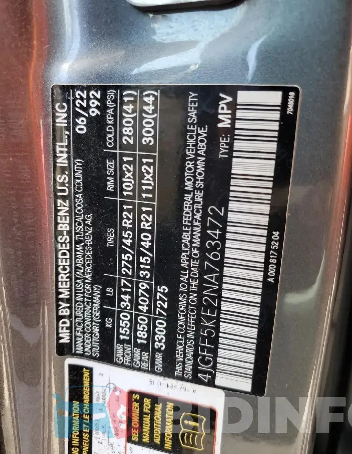 4JGFF5KE2NA763472 Photo# 13