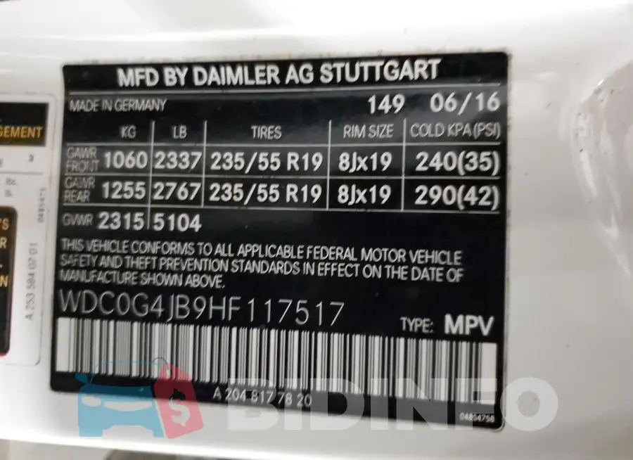 WDC0G4JB9HF117517 Photo# 13