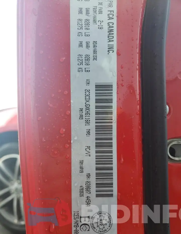 2C3CDXJGXKH611601 Photo# 13