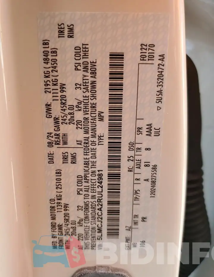 5LMCJ2CA2RUL24981 Photo# 14