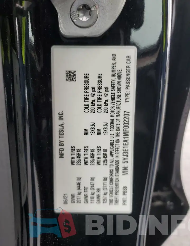 5YJ3E1EA1MF002207 Photo# 12