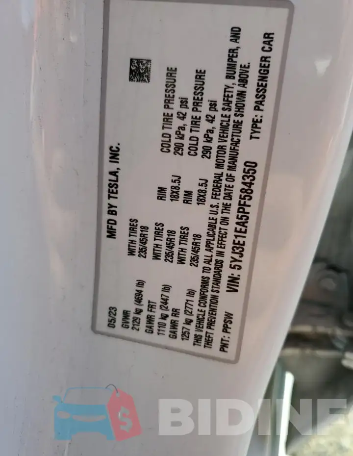 5YJ3E1EA5PF584350 Photo# 13