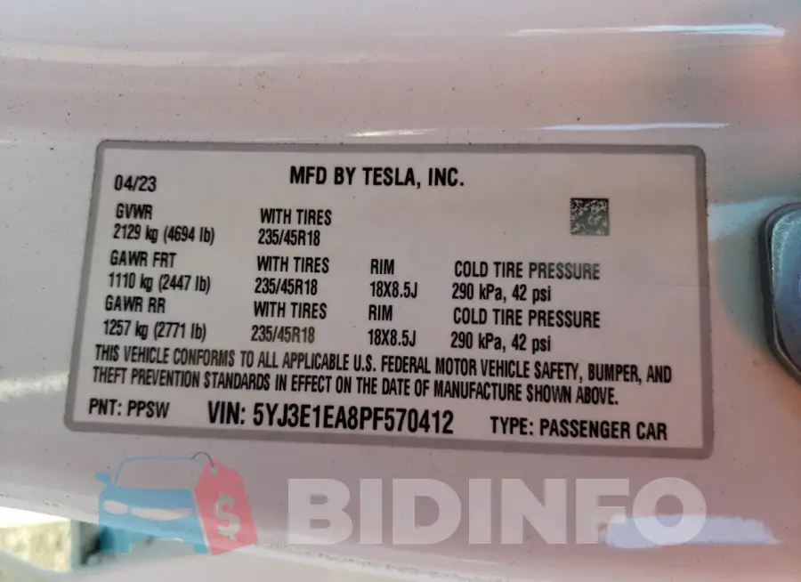 5YJ3E1EA8PF570412 Photo# 13