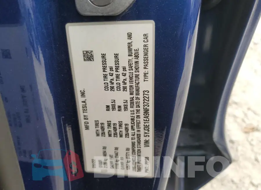 5YJ3E1EA9NF372273 Photo# 12