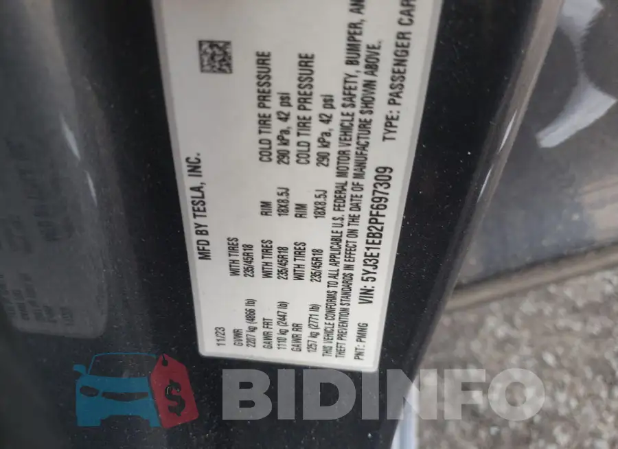 5YJ3E1EB2PF697309 Photo# 12