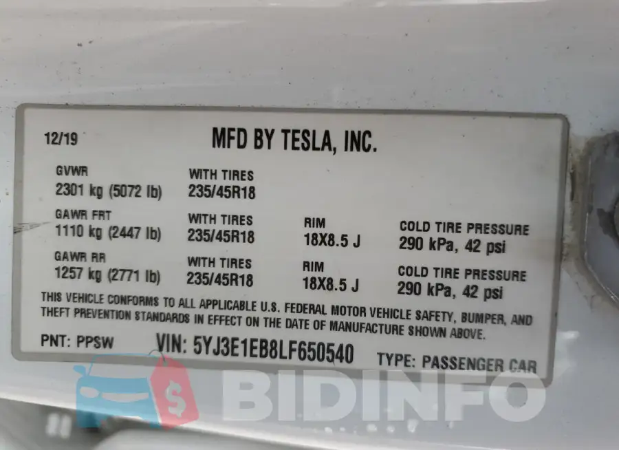 5YJ3E1EB8LF650540 Photo# 12