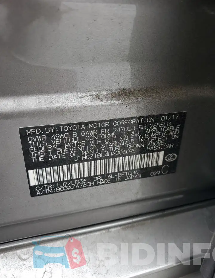 JTHCZ1BL4HA006095 Photo# 12