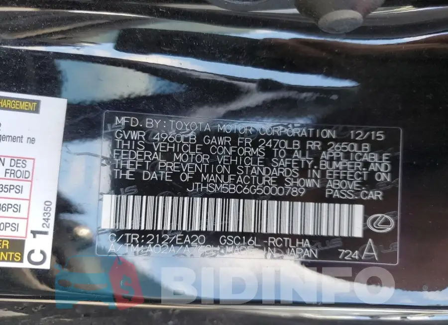 JTHSM5BC6G5000789 Photo# 12