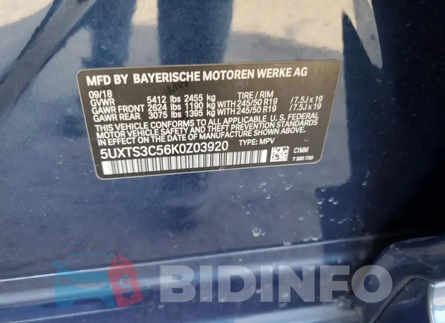 5UXTS3C56K0Z03920 Photo# 13