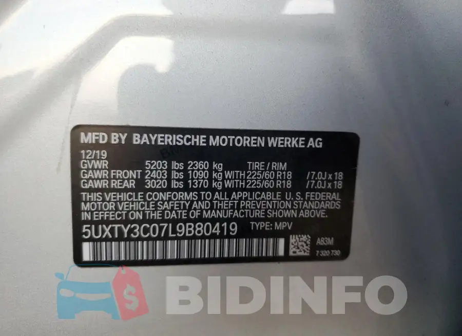 5UXTY3C07L9B80419 Photo# 13