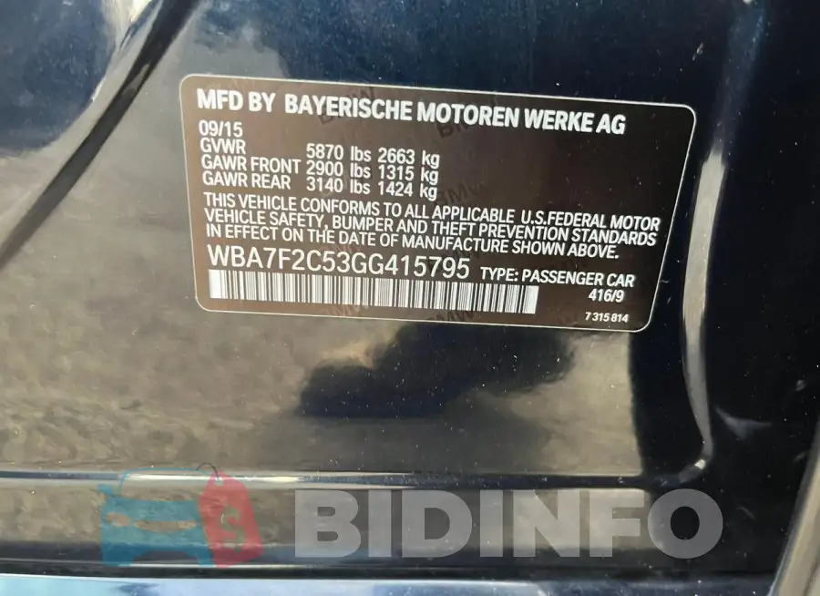 WBA7F2C53GG415795 Photo# 10