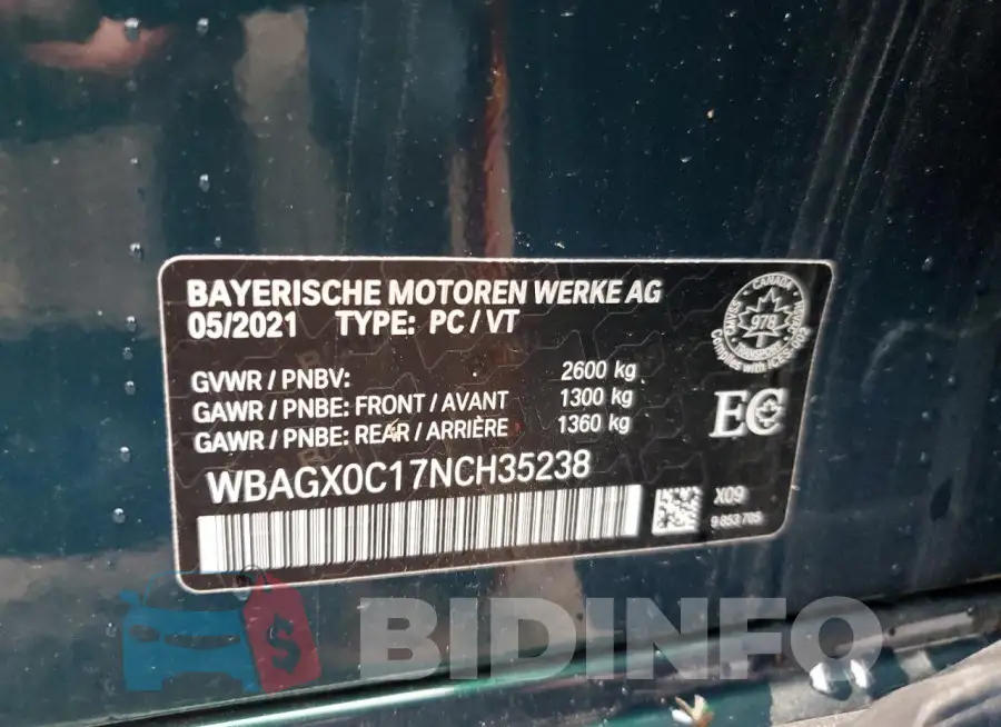 WBAGX0C17NCH35238 Photo# 13