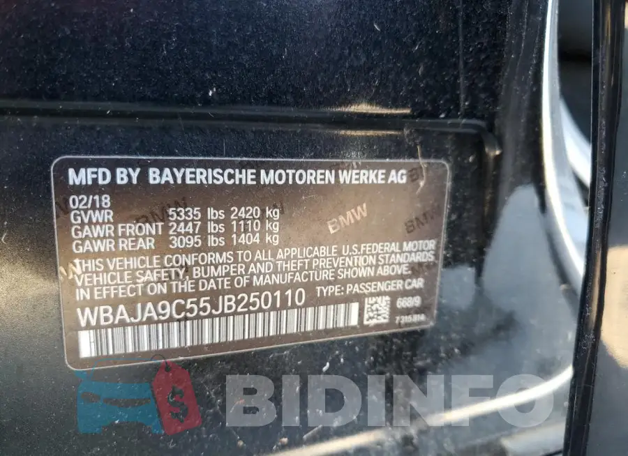 WBAJA9C55JB250110 Photo# 13