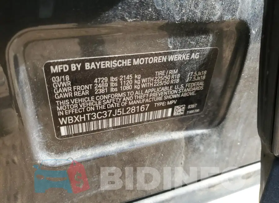 WBXHT3C37J5L28167 Photo# 13