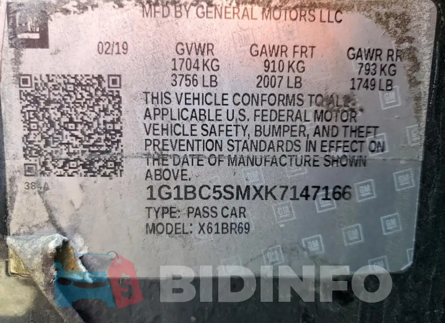 1G1BC5SMXK7147166 Photo# 12