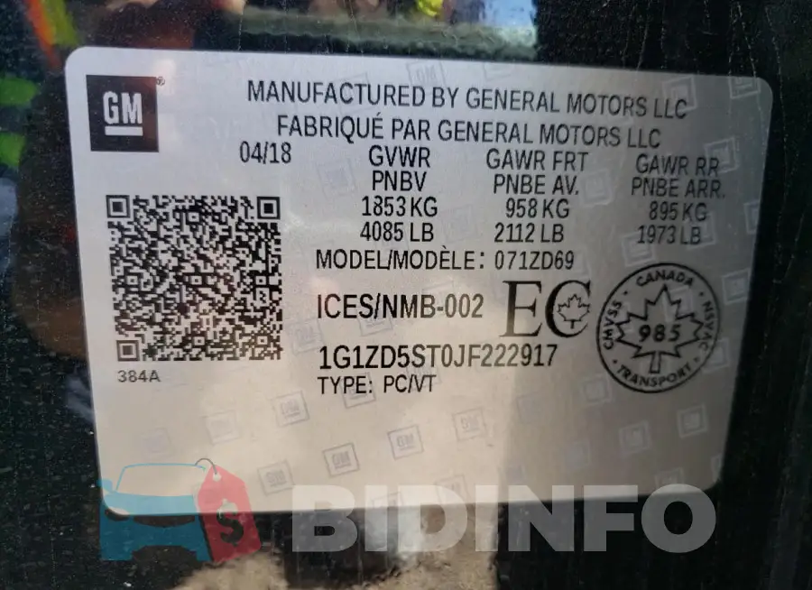 1G1ZD5ST0JF222917 Photo# 12