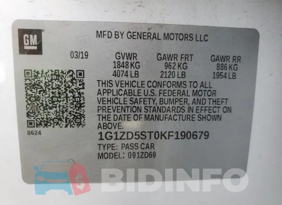 1G1ZD5ST0KF190679 Photo# 12
