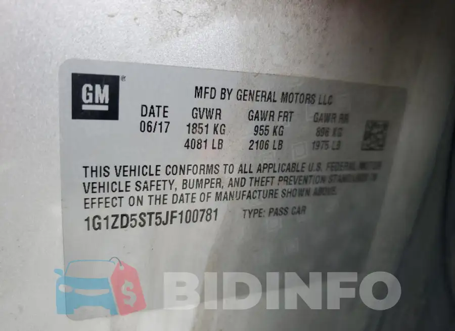 1G1ZD5ST5JF100781 Photo# 12