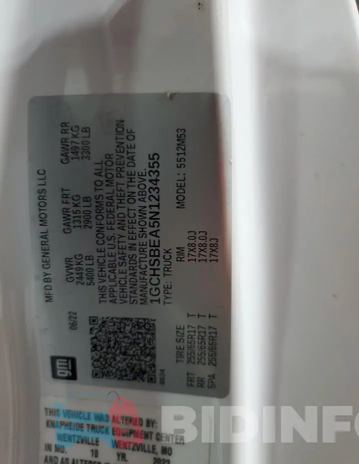 1GCHSBEA5N1234355 Photo# 13
