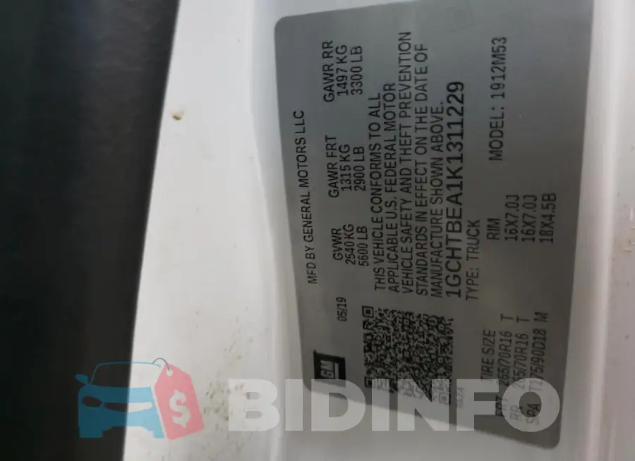 1GCHTBEA1K1311229 Photo# 12