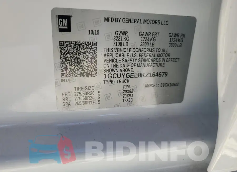 1GCUYGEL8KZ164679 Photo# 12