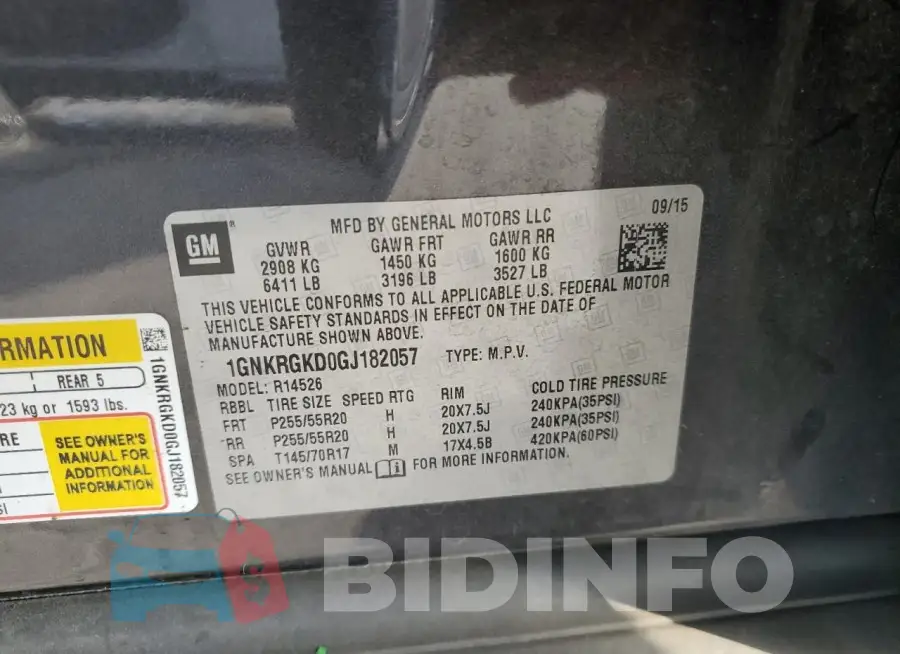 1GNKRGKD0GJ182057 Photo# 13