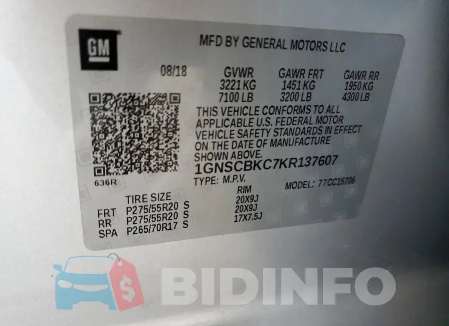 1GNSCBKC7KR137607 Photo# 13