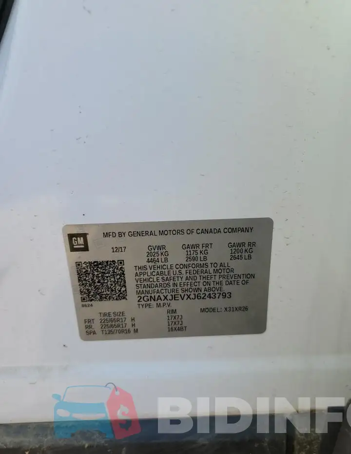 2GNAXJEVXJ6243793 Photo# 13