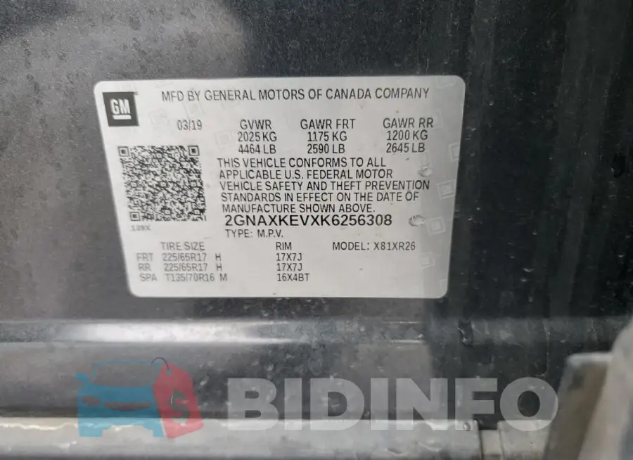 2GNAXKEVXK6256308 Photo# 12