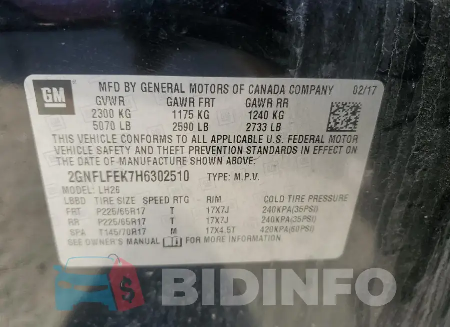 2GNFLFEK7H6302510 Photo# 13