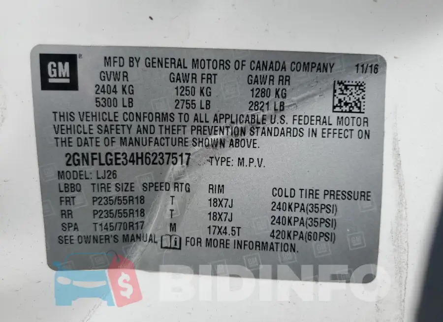 2GNFLGE34H6237517 Photo# 13