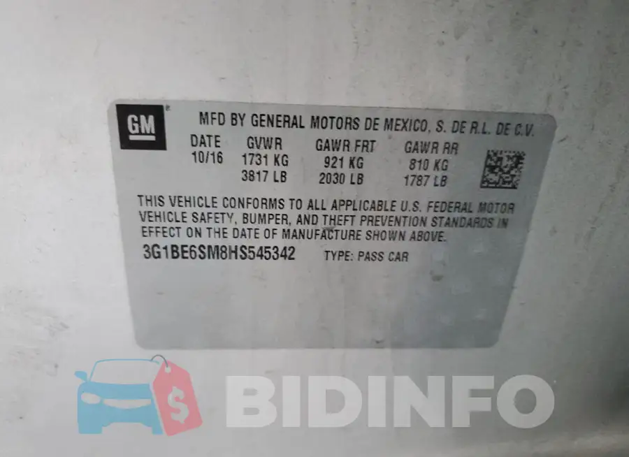 3G1BE6SM8HS545342 Photo# 12