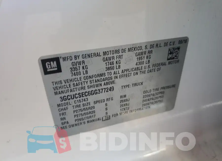 3GCUCSEC6GG377249 Photo# 12